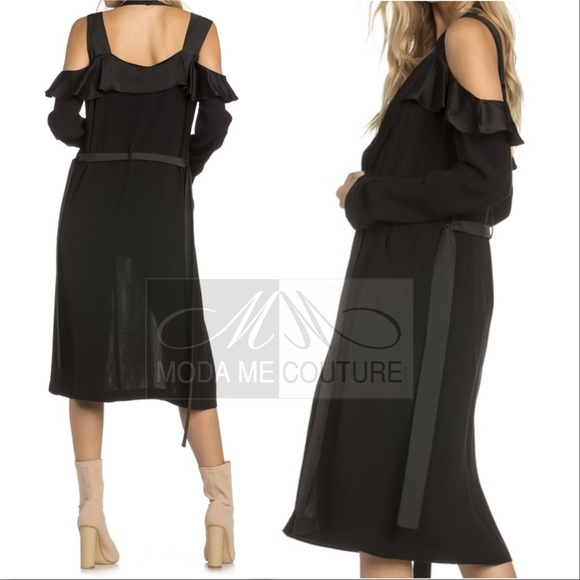 COLD SHOULDER CARDIGAN BLACK - Picture 2 of 4